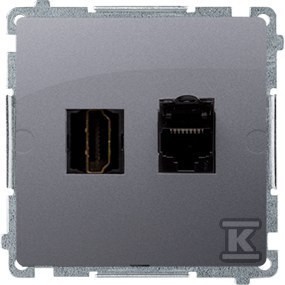 Gniazdo HDMI + RJ45 kat.6. (moduł), stal inox, BASIC MODUŁ