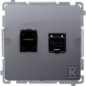 Gniazdo komputerowe RJ45, kategoria 6 podwójne ekranowane z przesłoną przeciwkurzową