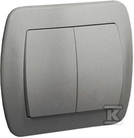 Łącznik schodowy podwójny 10AX, 250V~, zaciski śrubowe, aluminiowy, AKORD o