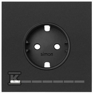 Panel 1-krotny: iO, gniazdo z uziemieniem schuko, czarny mat, SIMON100