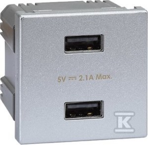 USB ładowarka K45 (45x45) gniazdo typ A 5V/2,1A, aluminium, CONNECT