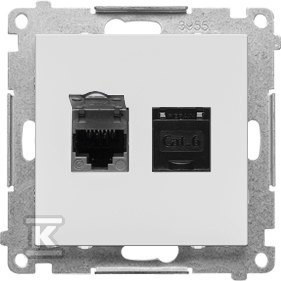 Gniazdo komputerowe podwójne RJ45 kategoria 6 z przesłoną przeciwkurzową (moduł):
