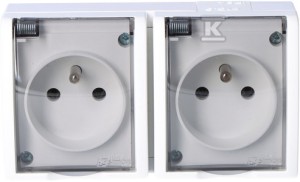 Gniazdo z uziemnieniem 2-krotne n/t IP54 AQGZ1-2/11a Aquarius biały, klapka