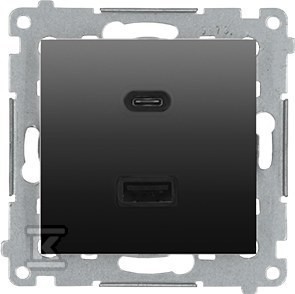 Ładowarka USB podwójna, C+A, antracyt, metalizowany, maksymalna moc ładowania:30W, SIMON54