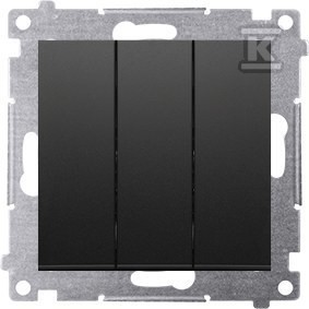 Przycisk potrójny z podświetleniem LED (moduł) 10AX, 250V~, szybkozłącza, czarny