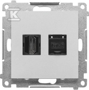 Gniazdo HDMI + RJ45 kat.6. (moduł): Aluminium mat, SIMON55 o