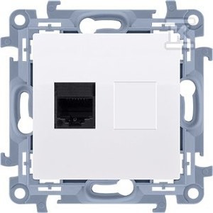Gniazdo komputerowe pojedyncze RJ45 kategoria 6 (moduł), biały Simon10 o