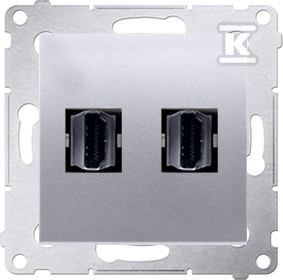 Gniazdo HDMI podwójne (moduł), srebrny mat, SIMON54