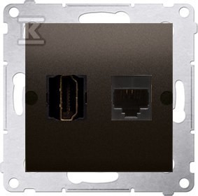 Gniazdo HDMI + RJ45 kat.6. (moduł), brąz mat, SIMON54 o
