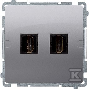 Gniazdo HDMI podwójne (moduł), srebrny mat, BASIC MODUŁ