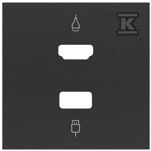 Pokrywa do gniazda HDMI+ USB, czarny mat, SIMON100