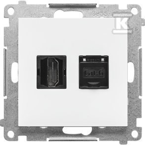 Gniazdo HDMI + RJ45 kat.6. (moduł): Biały mat, SIMON55 o