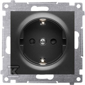 Gniazdo Schuko z przesłonami (moduł) 16A, 250V~, szybkozłącza, czarny mat