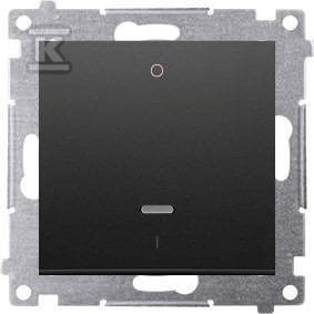 Łącznik dwubiegunowy z podświetleniem LED (moduł) 10AX, 250V~, szybkozłącza, czarny