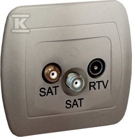 Gniazdo antenowe SAT-SAT-RTV końcowe, satynowy, AKORD    AZAR+SAT3.1-P2/29
