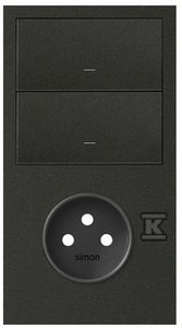 Panel 2-krotny: 1 gniazdo + 2 klawisze, czarny mat, SIMON100