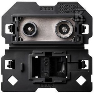 Gniazdo antenowe R/TV-SAT przelotowe + komputerowe RJ45 kat.6 (mechanizm, bez