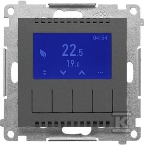 Termostat programowalny z wyświetlaczem (moduł): Grafitowy mat, SIMON55