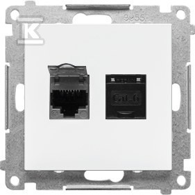 Gniazdo komputerowe podwójne RJ45 kategoria 6 z przesłoną przeciwkurzową (moduł):