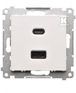 Ładowarka USB podwójna, C+A, 3,1A, 30W, biały mat, SIMON55 o