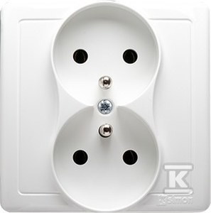 Gniazdo wtyczkowe podwójne z uziemieniem kompletne 16A, 250V~, zaciski śrubowe,