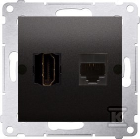 Gniazdo HDMI + RJ45 kat.6. (moduł), antracyt, SIMON54