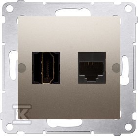 Gniazdo HDMI + RJ45 kat.6. (moduł), złoty mat, SIMON54 o