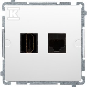 Gniazdo HDMI + RJ45 kat.6. (moduł), biały, BASIC MODUŁ o