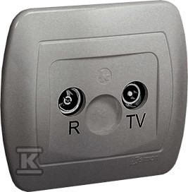 Gniazdo antenowe R-TV przelotowe, tłum. 10 dB, aluminiowy, AKORD o