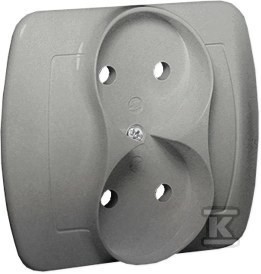 Gniazdo wtyczkowe bez uziemienia podwójne, 16A, 250V~, zaciski śrubowe, aluminiowy,