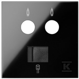 Pokrywa gniazda antenowego R/TV-SAT + komputerowe RJ45 kat.6 , czarny,