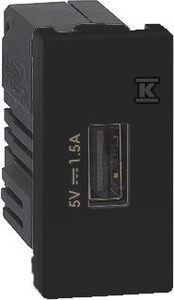 USB ładowarka K45 (45x22,5) gniazdo typ A 5V/1,5A, szary grafit,