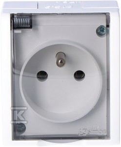 Gniazdo z uziemnieniem 1-krotne n/t IP54 AQGZ1/11a Aquarius biały, klapka