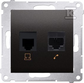 Gniazdo komputerowe RJ45 kategoria 5e + telefoniczne RJ12, antracyt Simon54