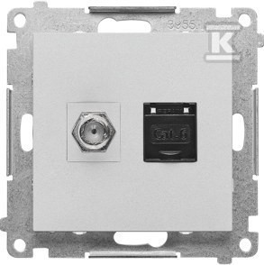 Gniazdo antenowe typu „F” + RJ45 kat.6 (moduł): Aluminium mat,