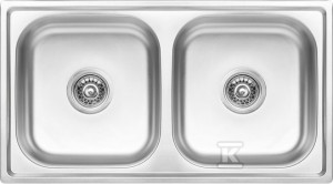 Zlew stalowy STANDARD wpuszczany 2 komorowy 43x78cm z syfonem Dekor