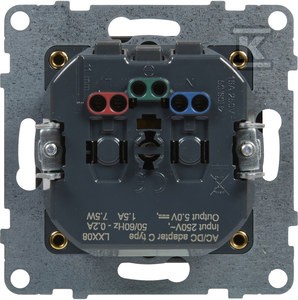 Gniazdo płaskie 2P+Z - 16 A - z USB Typ