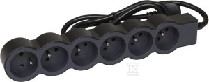 Przedłużacz STANDARD 6x2P+Z, z przewodem 45778 metra 3x1.0 mm2 -