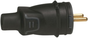 Wtyczka 2P+Z 16a IP44 czarna guma    050114