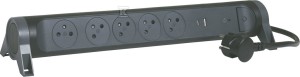 Przedłużacz PREMIUM, obrotowy, 5x2P+Z, USB A+C, z ogranicznikiem przepięć, z