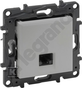 Gniazdo RJ45 kat. 5e UTP- kolor aluminium, NILOE STEP o