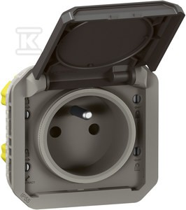 Gniazdo pojedyncze z uziemieniem 2P+Z, zaciski automatyczne, mechanizm 16A-250V~- antracyt,
