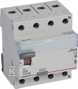 Wyłącznik różnicowoprądowy P304 4P 25A 30MA TYP AC TX3 o