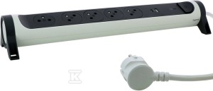 Przedłużacz PREMIUM, obrotowy, 5x2P+Z, USB A+C, z ogranicznikiem przepięć, z