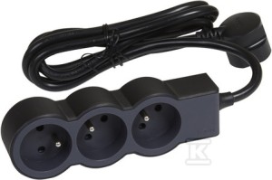 Przedłużacz STANDARD 3x2P+Z, z przewodem 3.0 metra 3x1.5 mm2 -