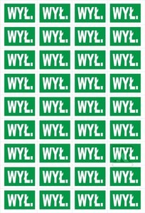 Tablica oznacznikowa samoprzylepna WYŁĄCZ. NOZ Sztuka=arkusz, na 1 arkuszu znajduje