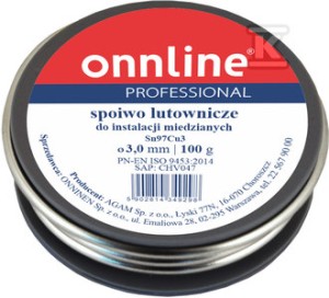 Spoiwo lutownicze/lut miękki Sn97Cu3 3,0mm 100g    1030005