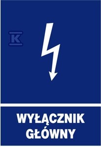 Tablica informacyjna samoprzylepna TZI 74x105xWyłącznik Główny    NI3-WG