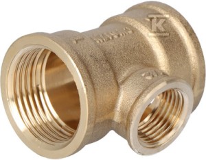 Trójnik redukcyjny mosiężny 1"x1/2"x1" żółty    T09Z w