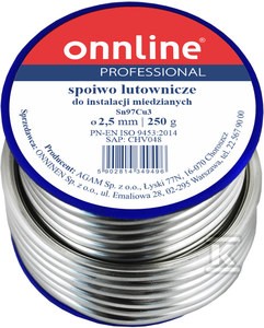 Spoiwo lutownicze/lut miękki Sn97Cu3 2,5mm 250g    1030002